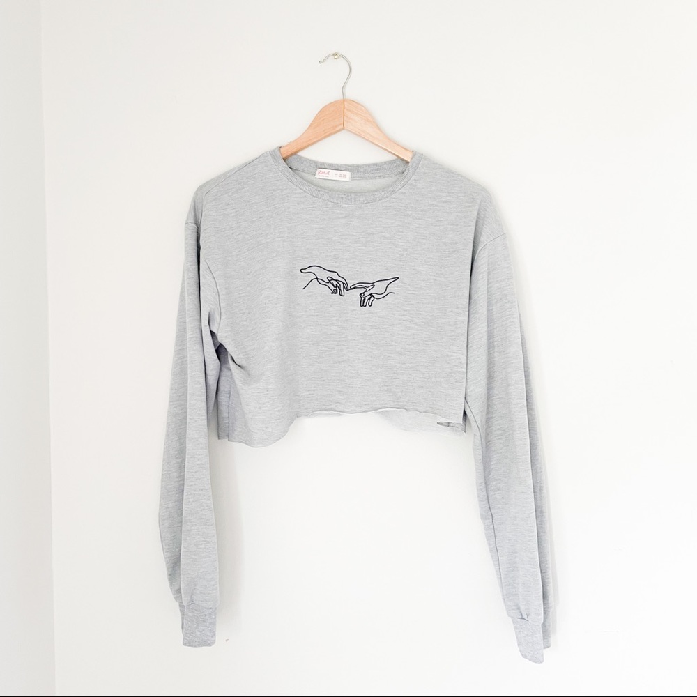 Embroidered Cropped Sweater L